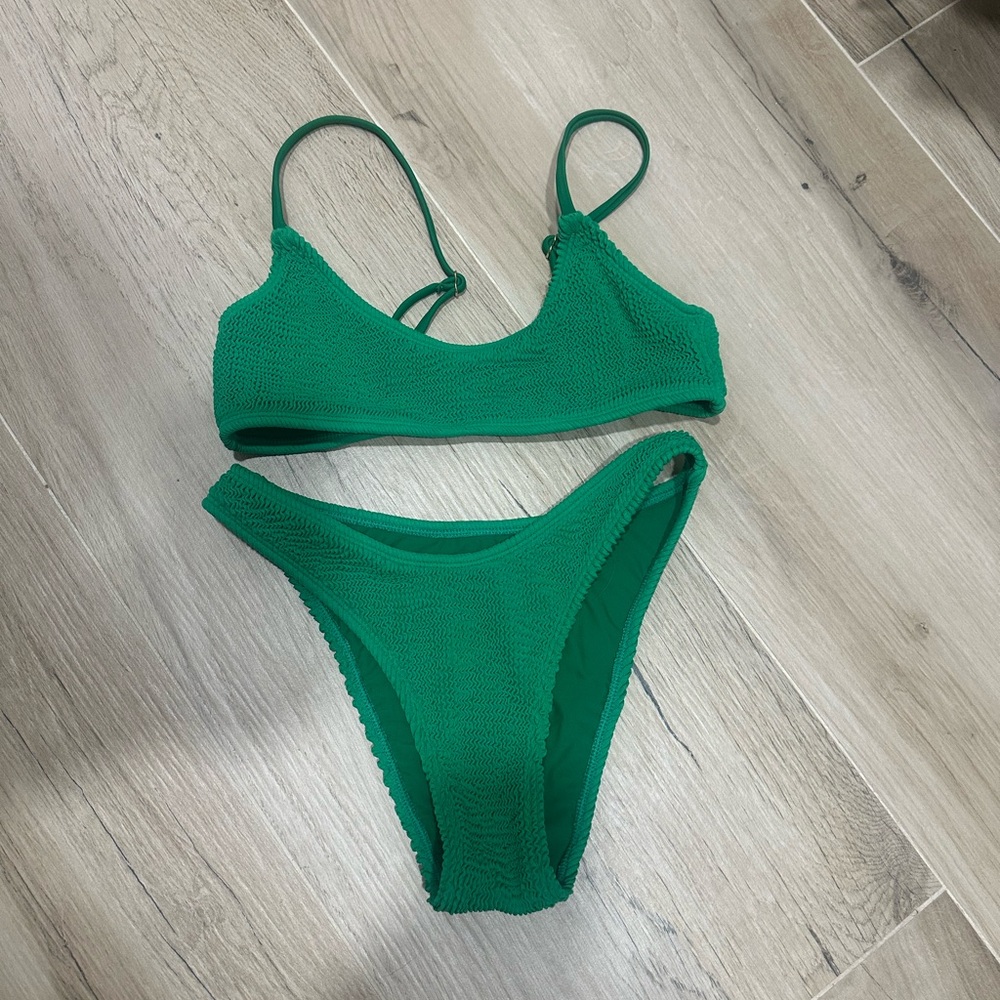 Honey Green Textured Swimwear